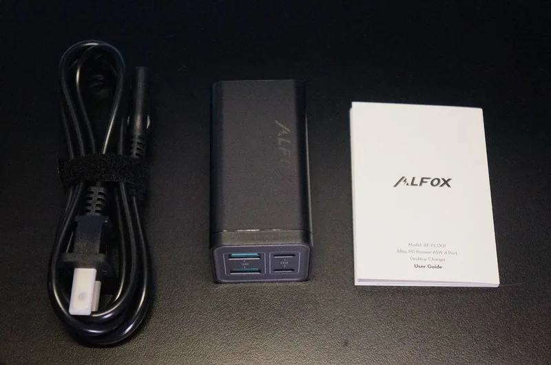 Alfox PD 65W USB-A&USB-C 4ポートTypeC急速充電器 ALFOX 65W PD急速充電器 PC001のレビュー！ノートパソコンを充電