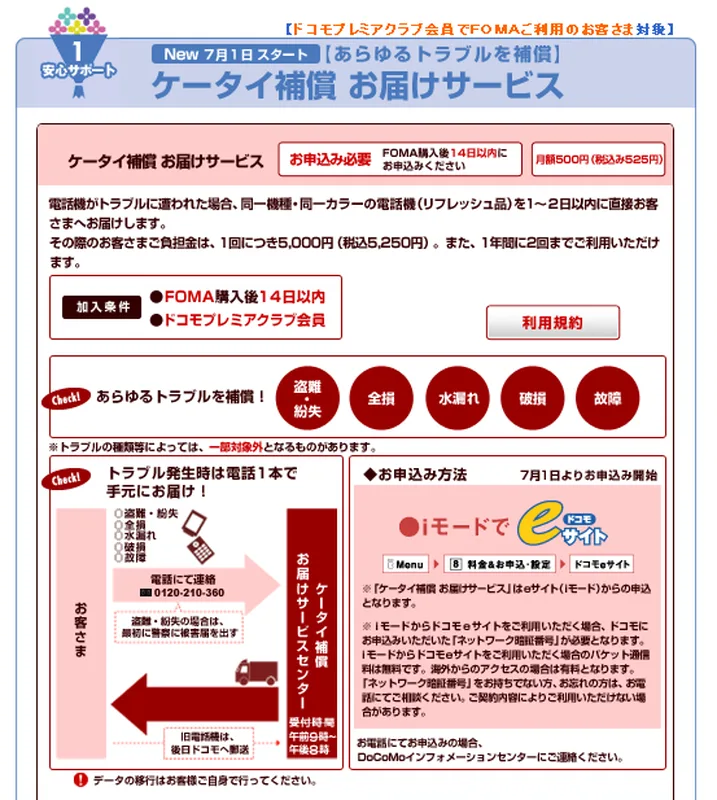 NTTドコモ ケータイ補償お届けサービス7月1日開始！ - ShopDD
